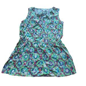 Cabi womens Sz XS green multicolor kaleidoscope tunic top NWT